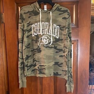 Alternative burnout, long sleeve hooded camouflage CU Colorado pull over